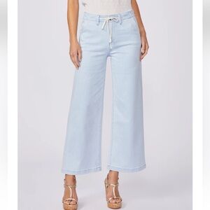 Anthropologie Paige Carly in Kokomo Wrawstring Wide Leg Light Blue Jeans Women